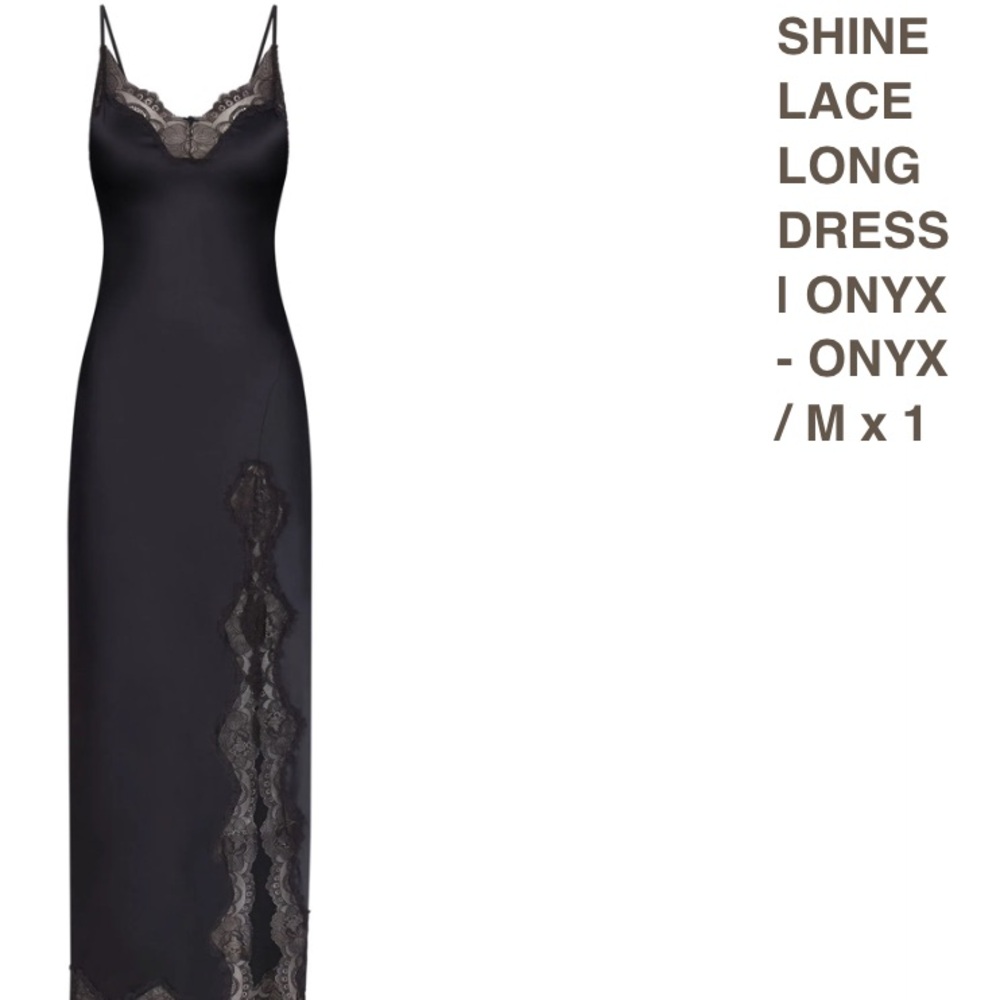 SKIMS Black Lace Maxi Dress